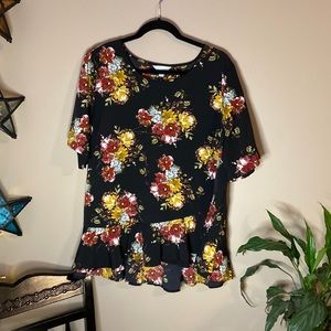 Time and Tru black floral top